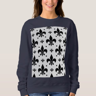 Sudadera Diseño del patrón de flor de lis de fondo blanco