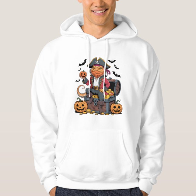 Sudadera Diseño del tesoro de Halloween para Pirate Lizard (Anverso)