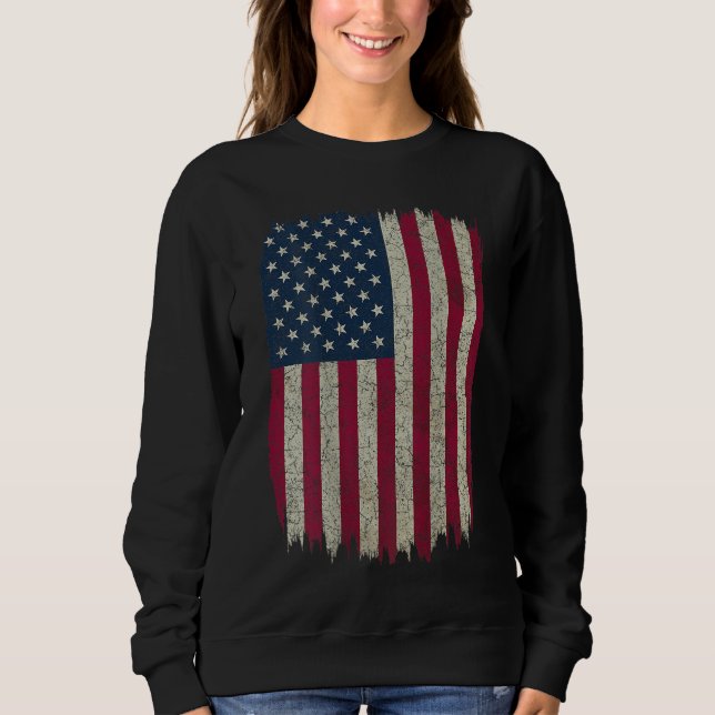 Sudadera Diseño deteriorado de la bandera estadounidense (Anverso)