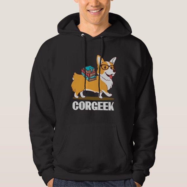 Sudadera Diseño divertido de libros Corgi Geek Corgeek Impr (Anverso)