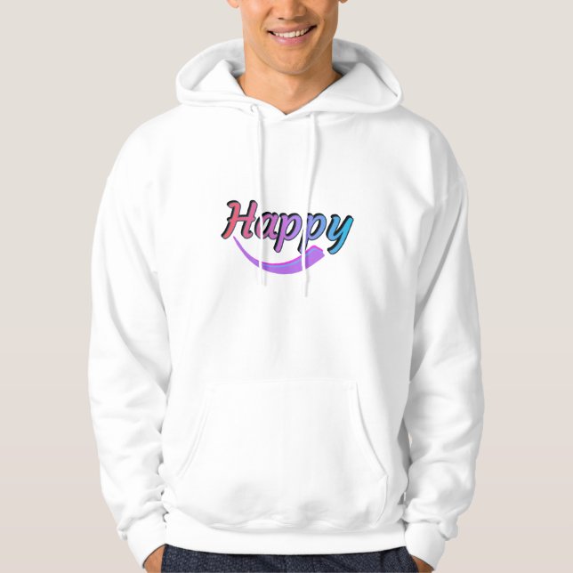 Sudadera Diseño feliz en una capucha blanca (Anverso)