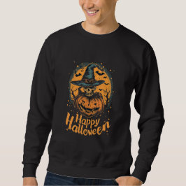 Sudadera Diseño Feliz Halloween en un Negro