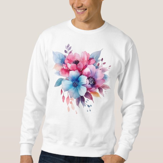 Sudadera Diseño floral de flores de acuarela (Anverso)