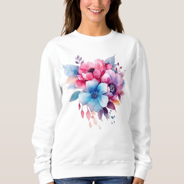 Sudadera Diseño floral de flores de acuarela (Anverso)