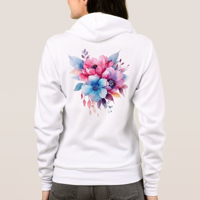 Sudadera Diseño floral de flores de acuarela (Reverso)