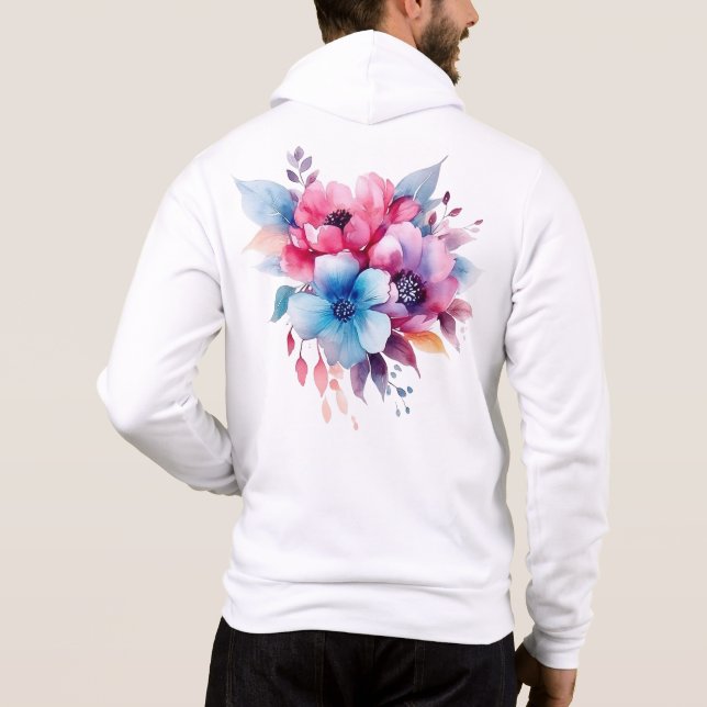 Sudadera Diseño floral de flores de acuarela (Reverso)