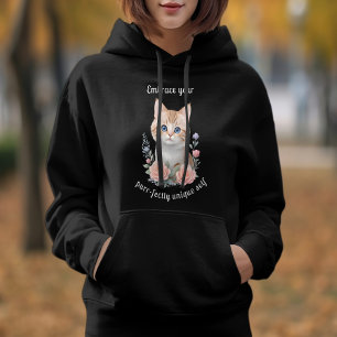 Sudadera Diseño floral de gato corto