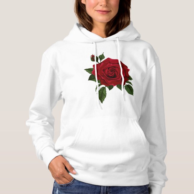 Sudadera Diseño floral de la rosa roja (Anverso)