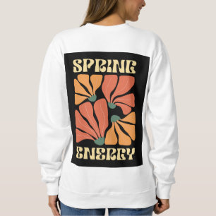 Sudadera Diseño floral retro de energía primaveral   Abstra
