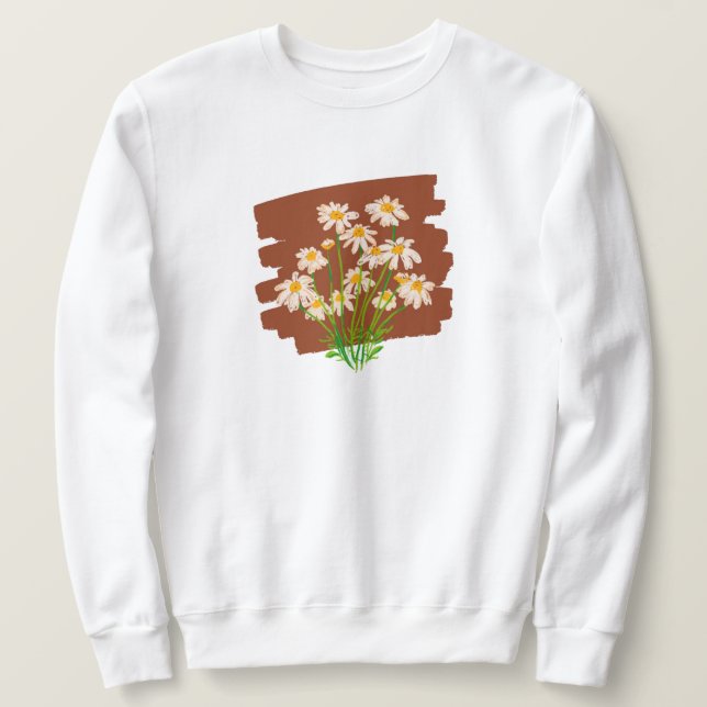 Sudadera Diseño floral rústico sobre fondo marrón (Anverso del diseño)