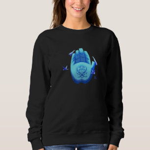 Sudadera Diseño geométrico estilizado de la mano de Buda y