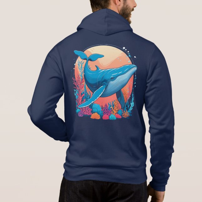 Sudadera Diseño Gráfico Colorido De Una Ballena (Reverso)
