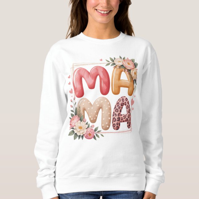 Sudadera Diseño Gráfico de Mamá con Estampado Floral Boho L (Anverso)