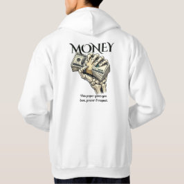 Sudadera Diseño gráfico de mano esquelética sosteniendo din