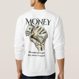 Sudadera Diseño gráfico de mano esquelética sosteniendo din