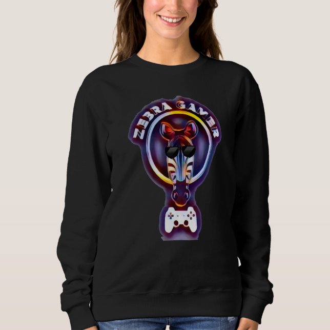 Sudadera Diseño Gráfico De Zebra Gamer Para Niños Jugadores (Anverso)