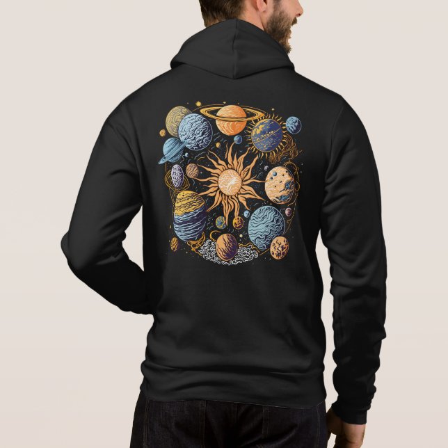 Sudadera Diseño gráfico del sistema solar (Reverso)