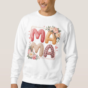 Sudadera Diseño Gráfico Floral Boho Estampado Leopardo Mama