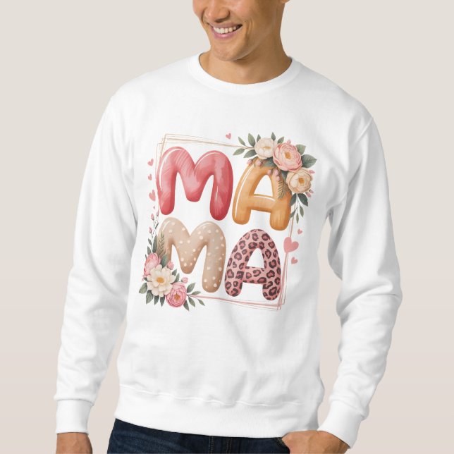 Sudadera Diseño Gráfico Floral Boho Estampado Leopardo Mama (Anverso)