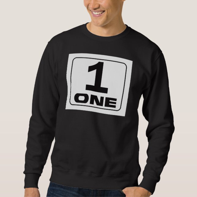 Sudadera Diseño gráfico negrita #1 "Uno" con marco redondea (Anverso)