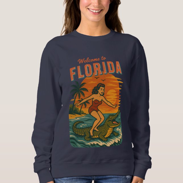 Sudadera Diseño gráfico retro de vida costera con surf de c (Anverso)