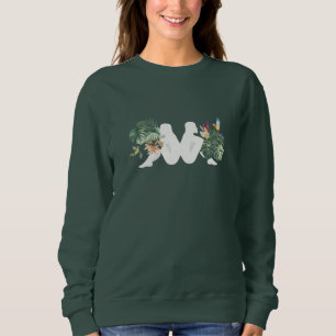 Sudadera Diseño minimalista de naturaleza con hojas y pájar
