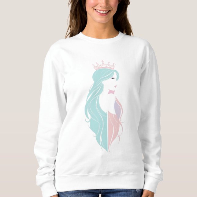 Sudadera Diseño pastel "Reina elegante con corona" (Anverso)