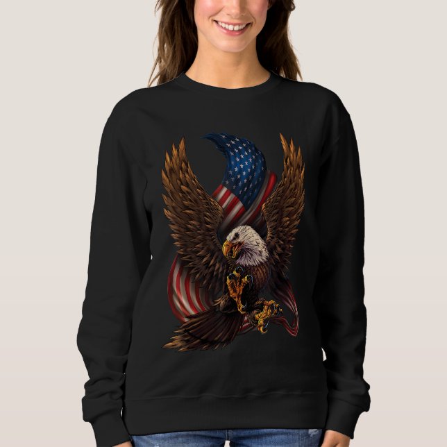 Sudadera Diseño Patriótico Americano Con Águila Y Bandera (Anverso)