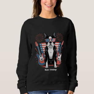 Sudadera Diseño Patriótico de Perro Boston Terrier Amante d