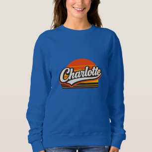 Sudadera Diseño personalizado de nombre Charlotte Retro Sun