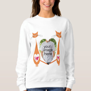 Sudadera Diseño personalizado editable Cat Love Heart