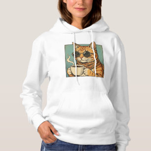 Sudadera Diseño Retro de Cool Cat Coffee para Amantes de lo
