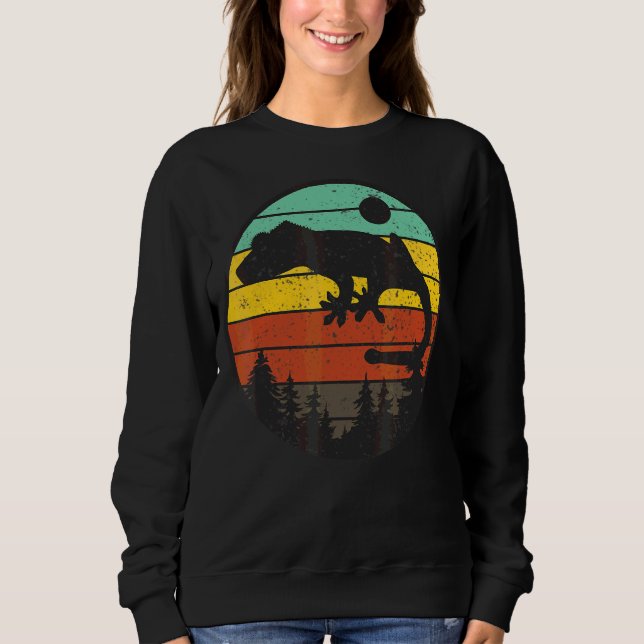 Sudadera Diseño retro de cosecha de atardecer Gecko Lizard  (Anverso)