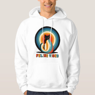 Sudadera Diseño Retro de Gato Vibraciones Felinas