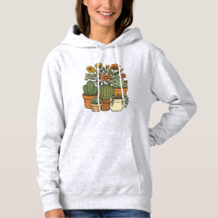 Sudadera Diseño Retro de los 70 de Cactus y Flores Silvestr