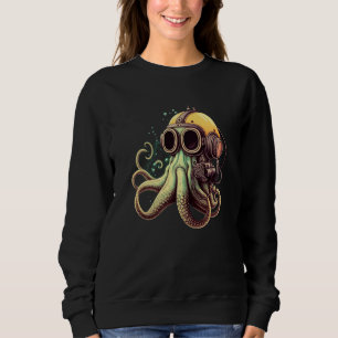 Sudadera Diseño Retro de Pulpo Divertido para Buceador Casc