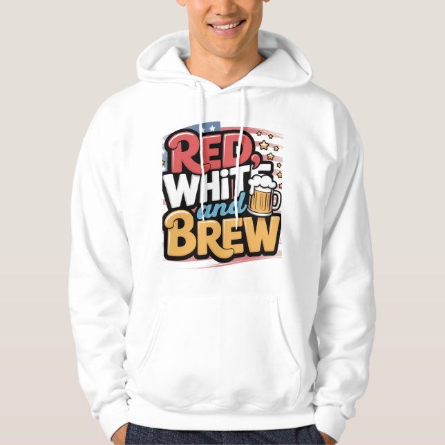 Sudadera Diseño rojo blanco y Brew USA (Anverso)