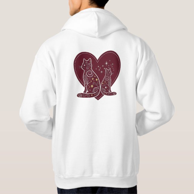 Sudadera Diseño romántico del corazón del gato (Reverso)