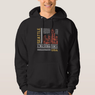 Sudadera Diseño Urbano Retro del Horizonte de Seattle Washi