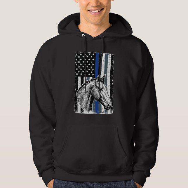 Sudadera Diseño vectorial de bandera de caballo de línea az (Anverso)