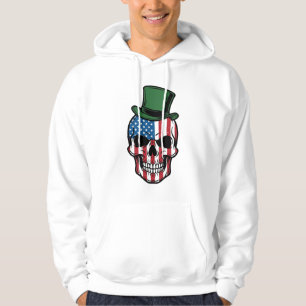 Sudadera diseño vectorial de bandera de cráneo de trébol vi