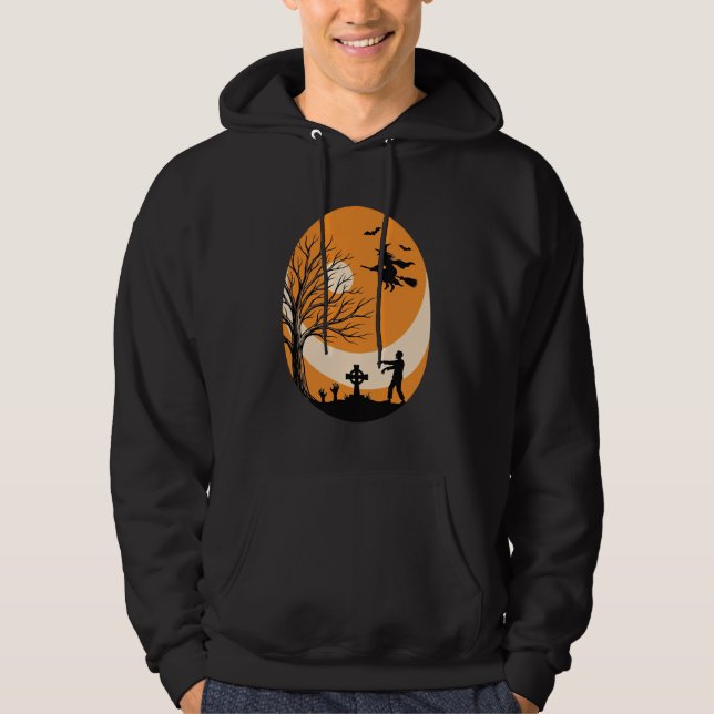 Sudadera Diseño vectorial de bruja de luna de cementerio de (Anverso)