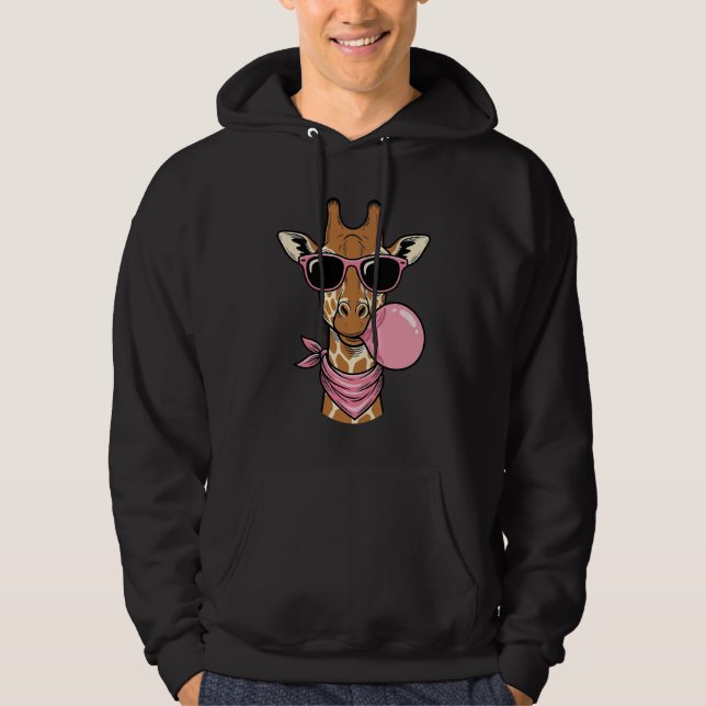 Sudadera Diseño vectorial de chicle de jirafa con grabado v (Anverso)