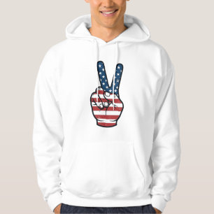 Sudadera Diseño vectorial de mano con signo de paz patrióti