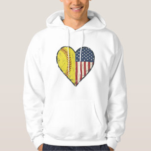 Sudadera Diseño vectorial vintage corazón softball patrióti