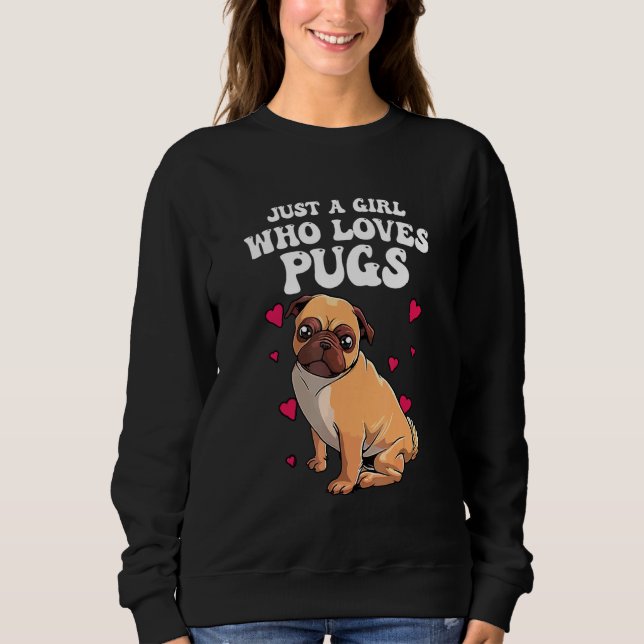 Sudadera Diseños Cute Pug Para Mujeres Chicas Mascota Perro (Anverso)
