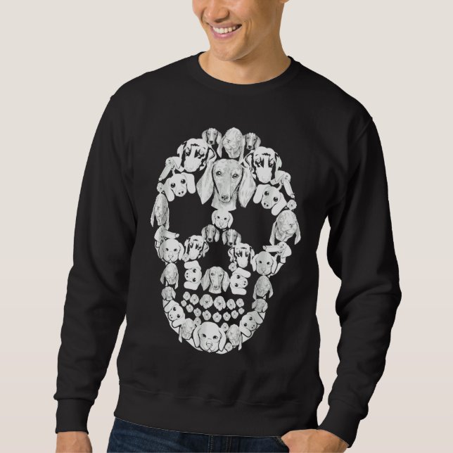 Sudadera Disfraces de cráneo de Dachshund Halloween (Anverso)