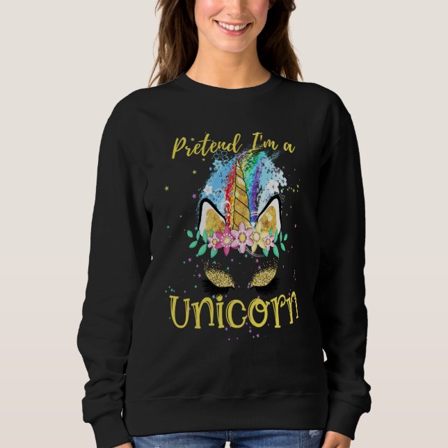 Sudadera Disfraces de Unicornio de purpurina de arcoíris Pr (Anverso)