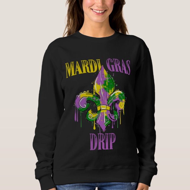 Sudadera Disfraz de Carnaval de Mardi Gras Drip Mardi Gras  (Anverso)