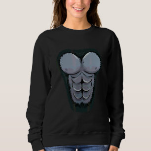 Sudadera Disfraz de Gorila Pecho Abs Músculo 6 Pack Hombres